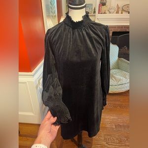 LOVERICHE Black Velvet Corduroy Dress, Size Medium